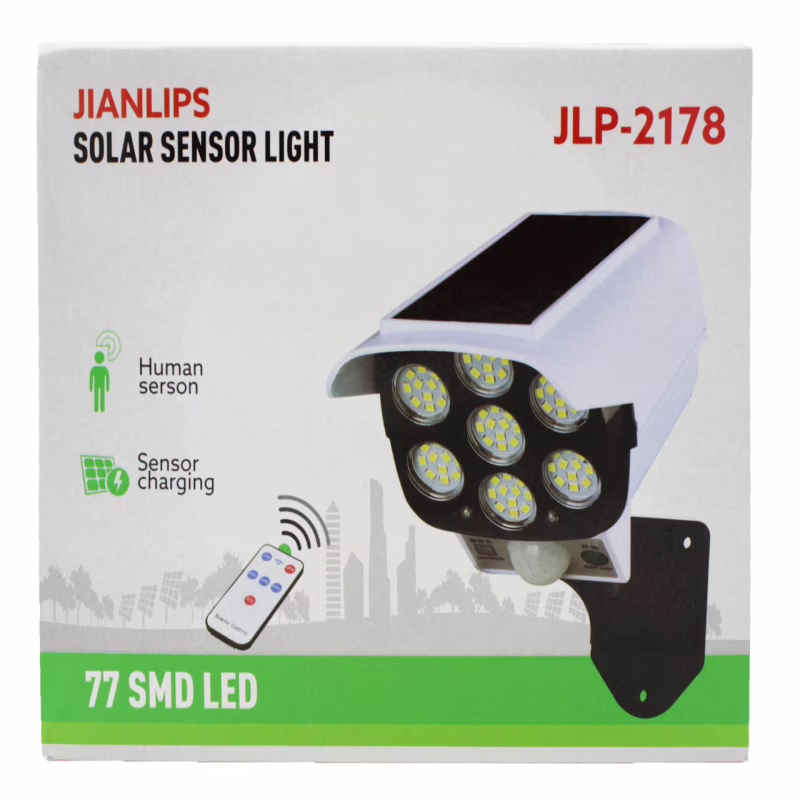 Вуличний ліхтар з сонячною панеллю у вигляді камери JLP-2178 / 77SMD / 7728