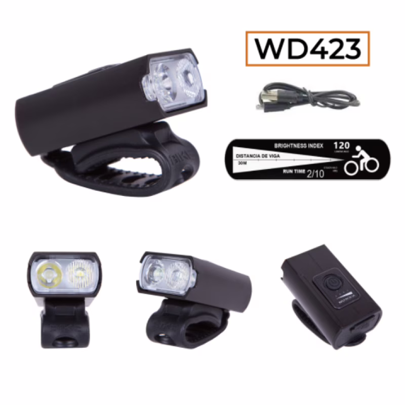 Велосипедна фара велофонарь акумуляторна, MicroUSB / 2LED / WD423