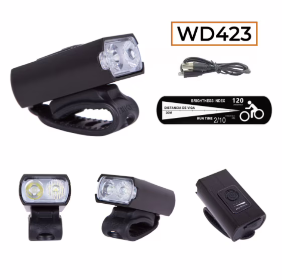 Велосипедная фара аккумуляторная, MicroUSB / 2LED / WD423