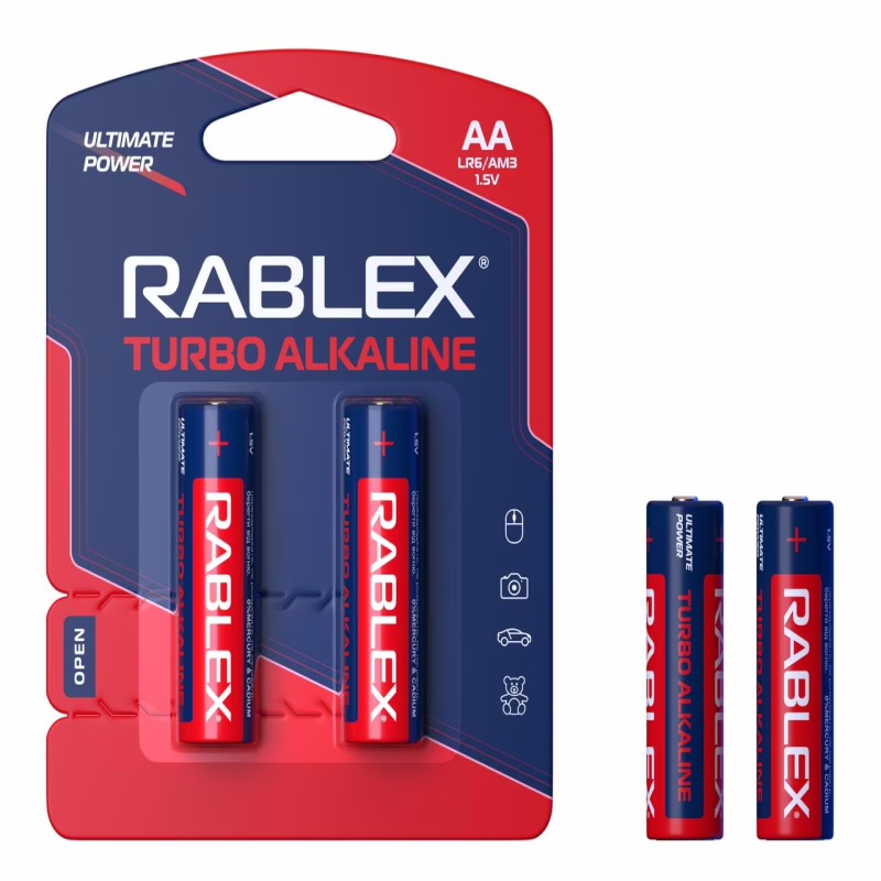 Батарейка Rablex LR6/AA/2шт/TURBO / Алкалінова / БЛИСТЕР