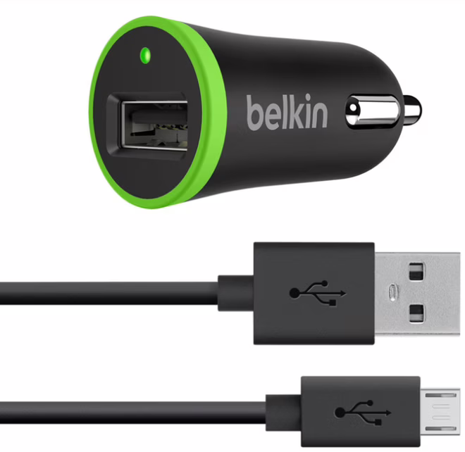 Автомобильное зарядное устройство Belkin, 10W, USB, кабель Micro-USB 1.2 м