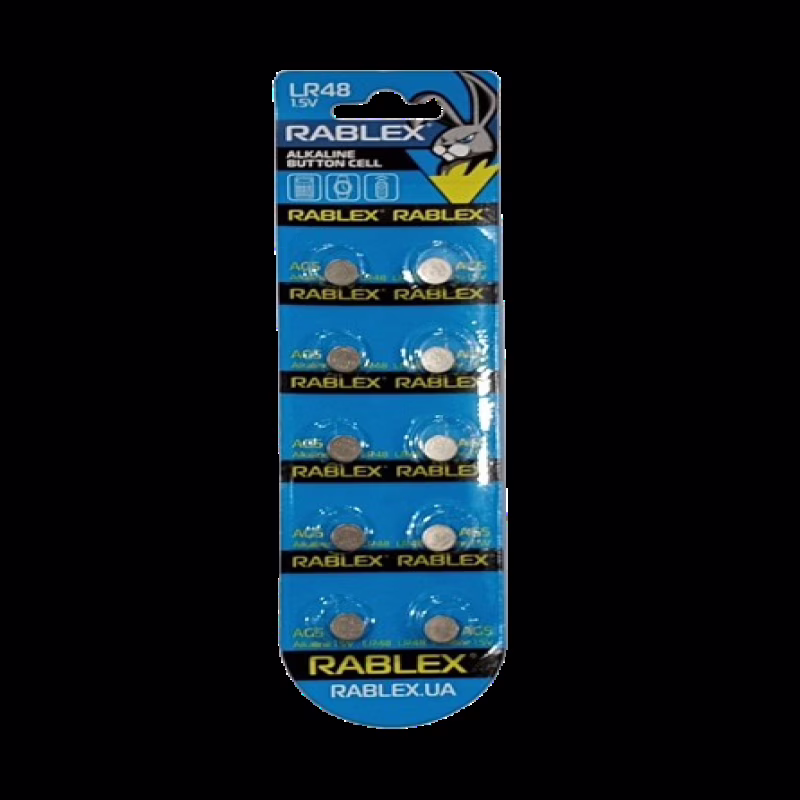 Батарейки-Таблетки Rablex LR48/AG5/1.5V блистер 10шт.