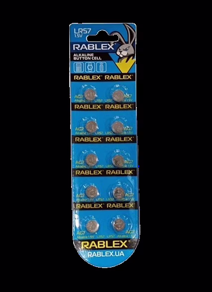 Батарейка Rablex LR57 (AG7) 1.5V (блистер 10 шт.)