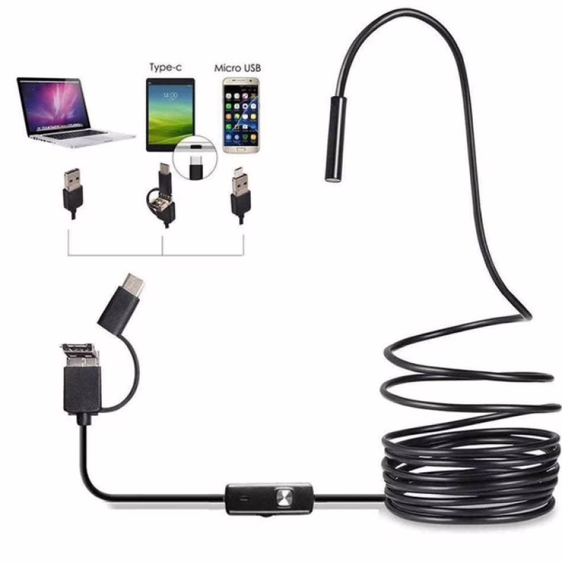 Эндоскоп камера для смартфона ноутбука, 5 метров, диаметр 7мм, USB-micro USB-TypeC, 5570