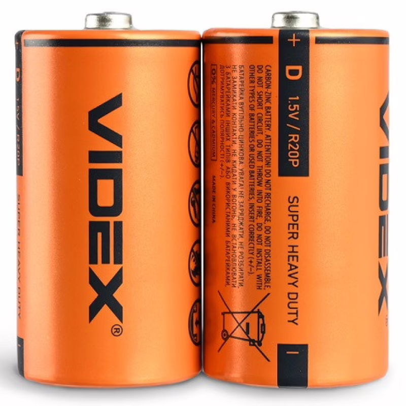 Батарейка Videx R20P (D) солевая