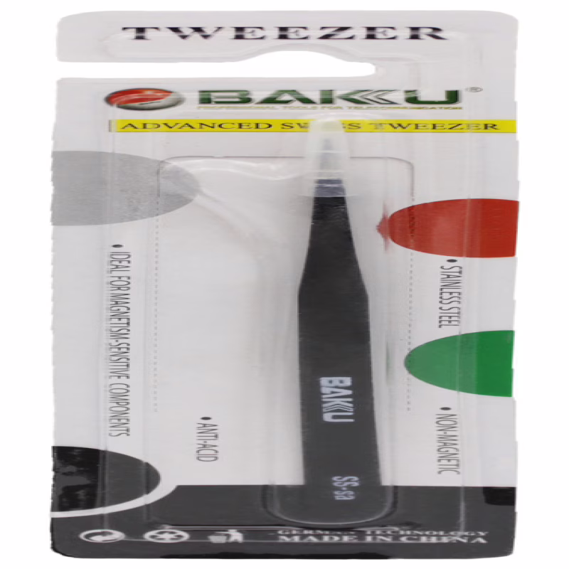 Пінцет прямий Tweezer Baku чорний ESD