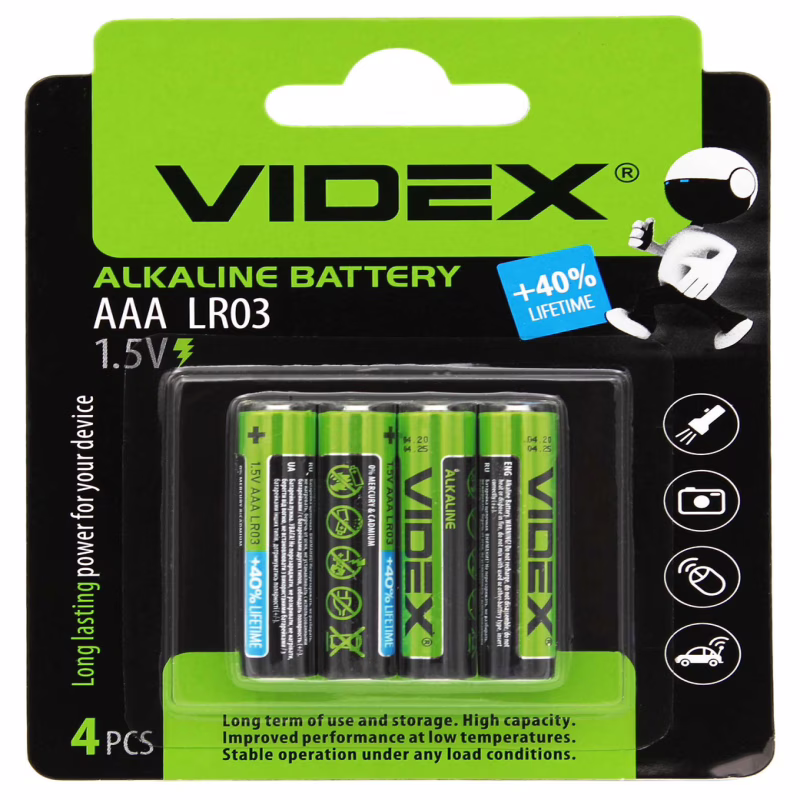 Батарейка Videx LR3 (AAA) Alkaline (блистер)