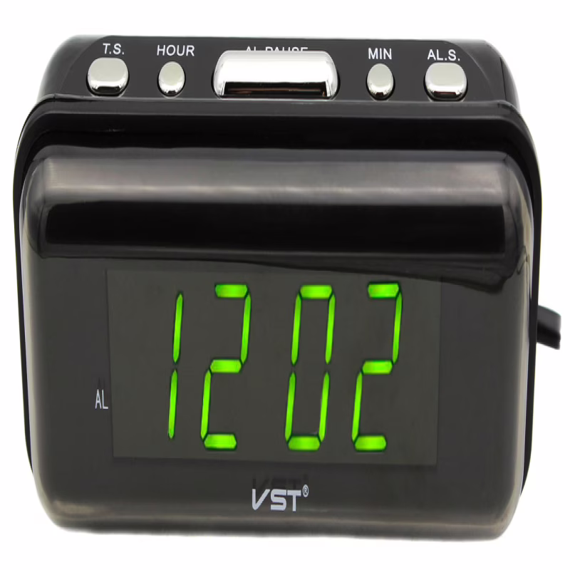 Электронные часы VST-738, 220V, зелёная подсветка