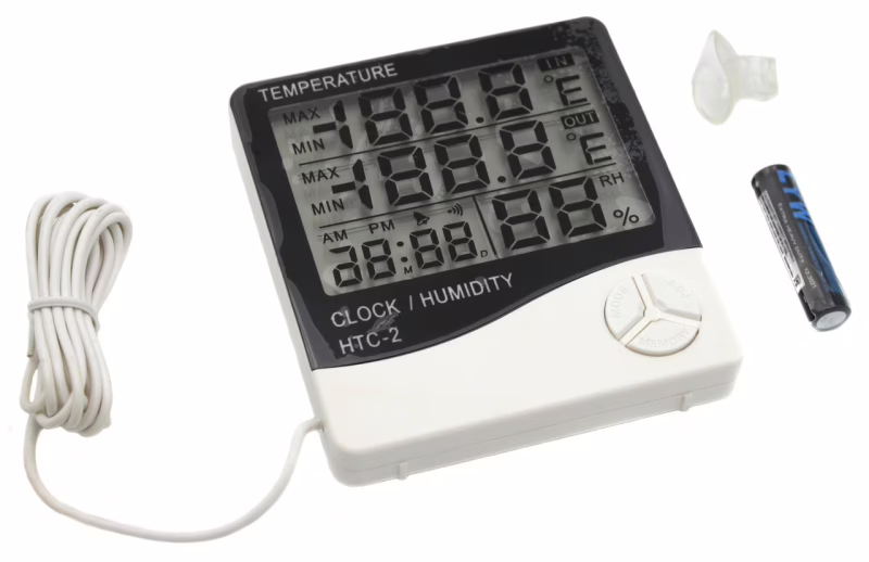 Термометр с гигрометром Цифровой HTC-2 с выносным датчиком температуры