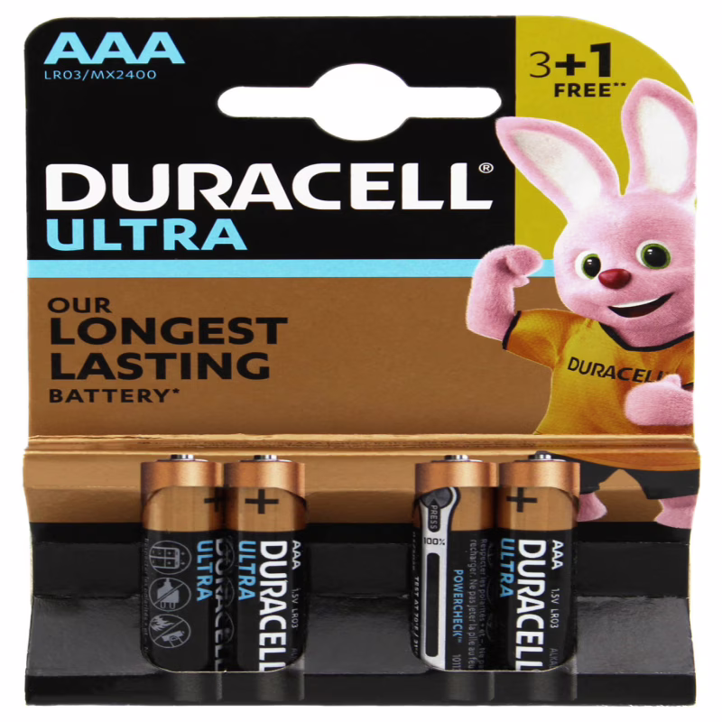 Батарейка Duracell Ultra LR3/AAA блістер - 4 шт.