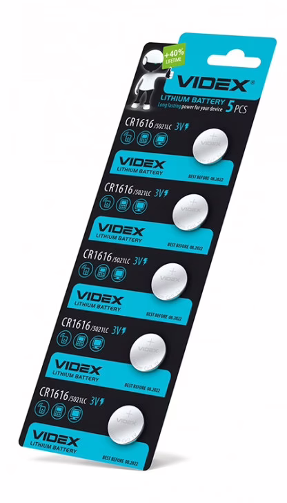 Батарейка Videx CR1616 (5021LC) 3V (блистер 5 шт.)
