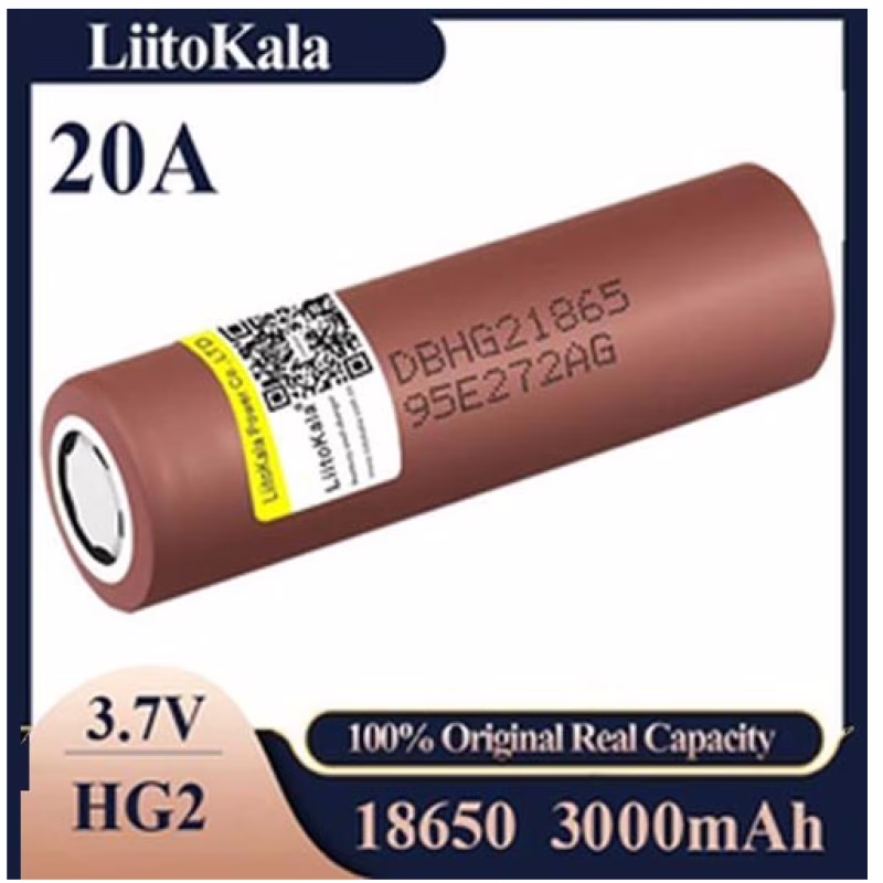 Аккумулятор LiitoKala 18650 HG2 Li-ion 3000mAh высокотоковый без носика