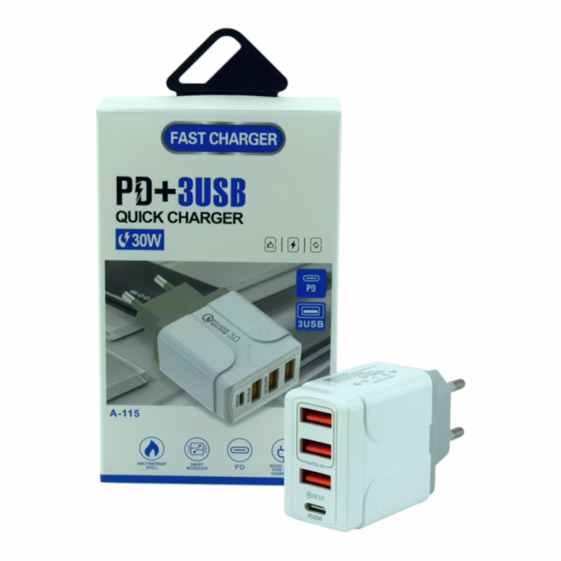 Сетевое зарядное устройство A-115, PD + QC3.0
