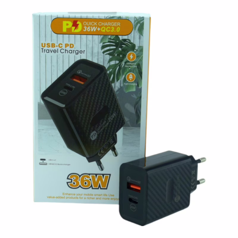 Сетевое зарядное устройство TZ63, 36W, Fast Charge