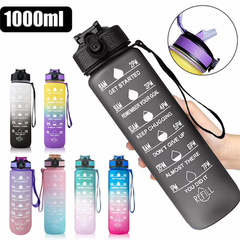 Бутылка для воды с таймером Refill C-Black 1000 мл