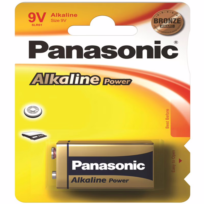 Батарейка Panasonic Крона 6F22, 9V, Алюмінієва