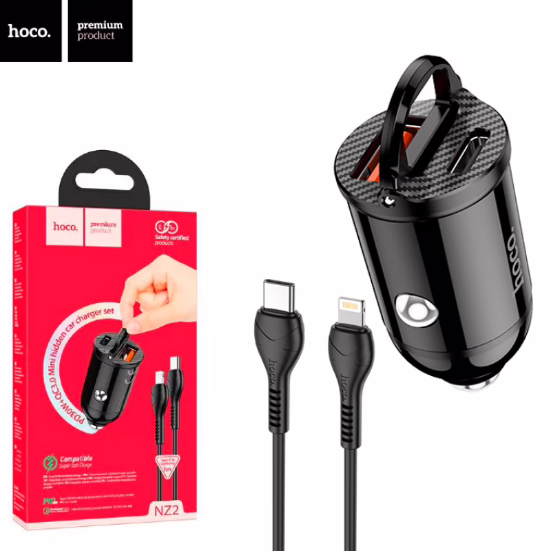 Автомобильное зарядное устройство Hoco NZ2, PD30W, Type-C – Lightning