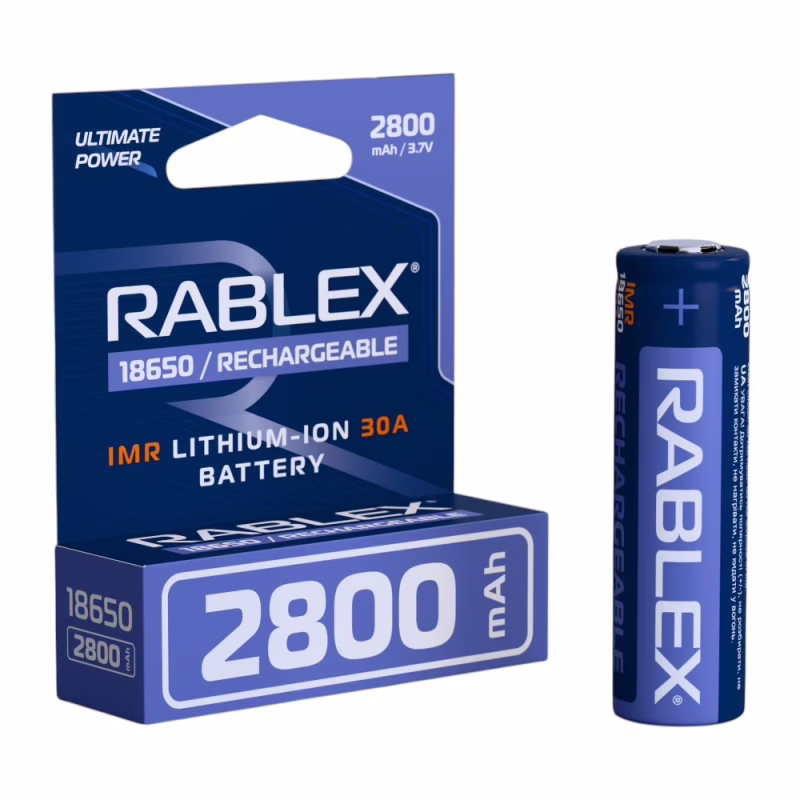 Аккумулятор Rablex 18650 IMR Li-ion 2800mAh 3.7V 30A высокотоковый